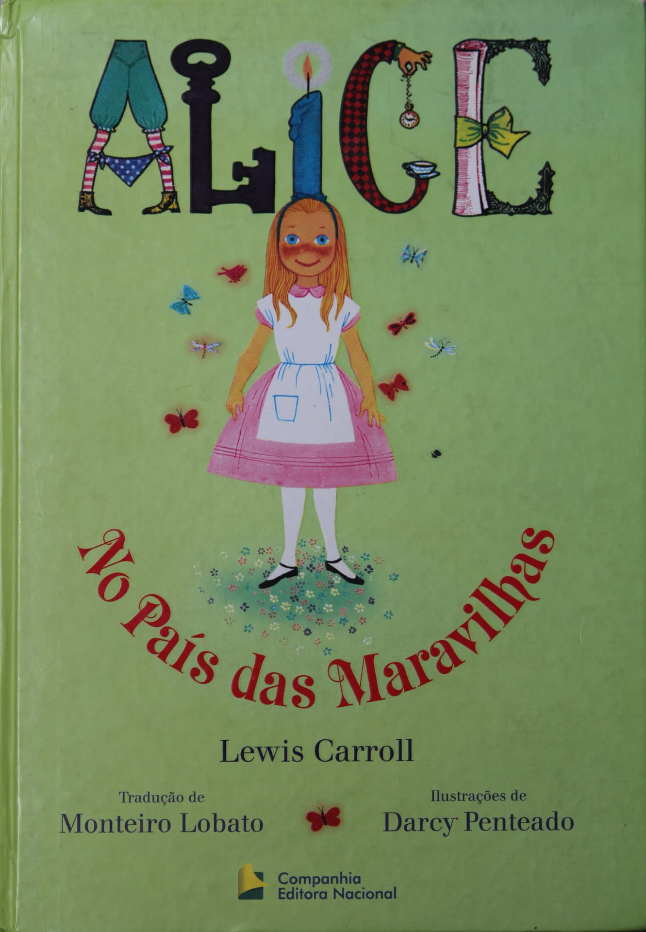 Capa de Alice no País das Maravilhas, ilustrada por Darcy Penteado